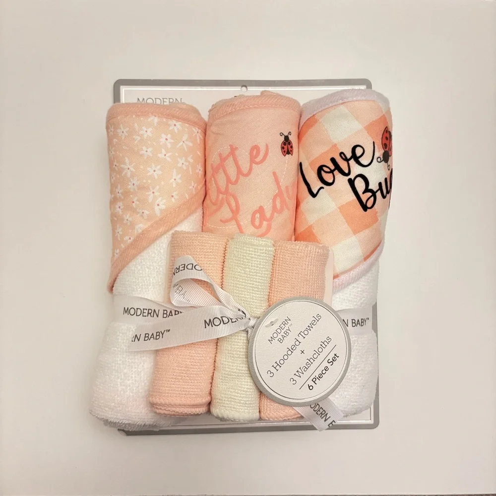 Baby Girl Bath Hooded Bath Towels Set